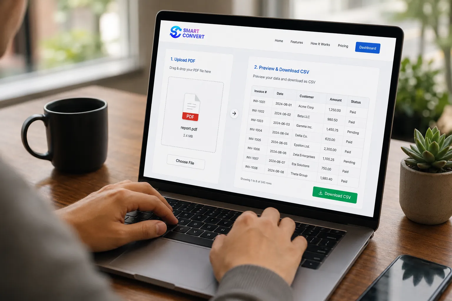 Simple steps to convert PDF to CSV